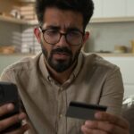 Money Mistakes That Quietly Destroy Your Future Wealth Stressed,Arabian,Indian,Man,Frustrated,Upset,Male,Cardholder,Pay,Online