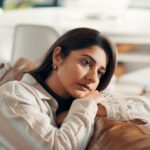 Home,,Thinking,And,Woman,On,Sofa,,Sad,And,Contemplation,With